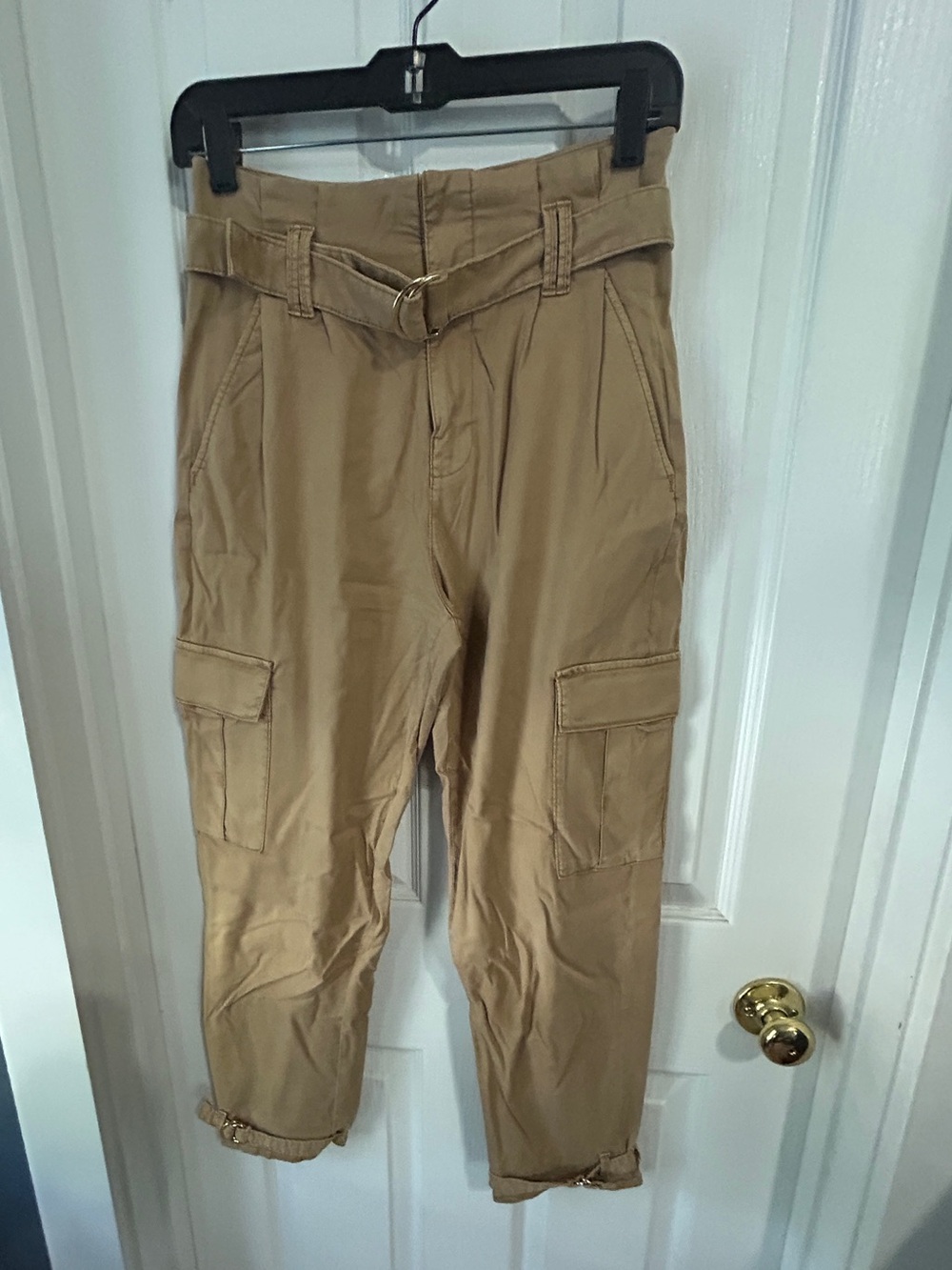 Women’s Tan Cargo Pants with Belt